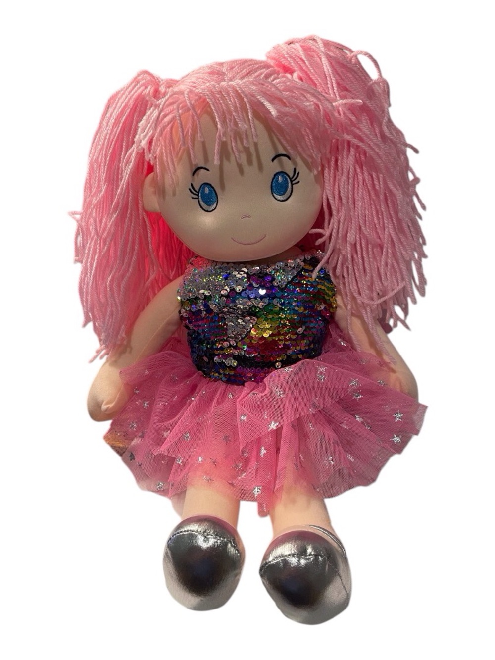 Pink Sequin Tutu Doll with Rainbow Sequin Bodice - Picture 2 of 3